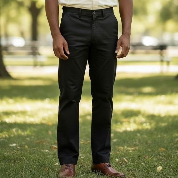 Haggar Other - Haggar Mens Black 100% Cotton Twill Straight Leg Chino Dress Pants 38x31